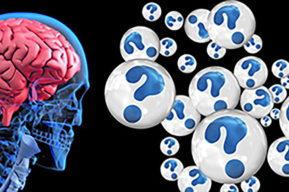 Brain with question marks
