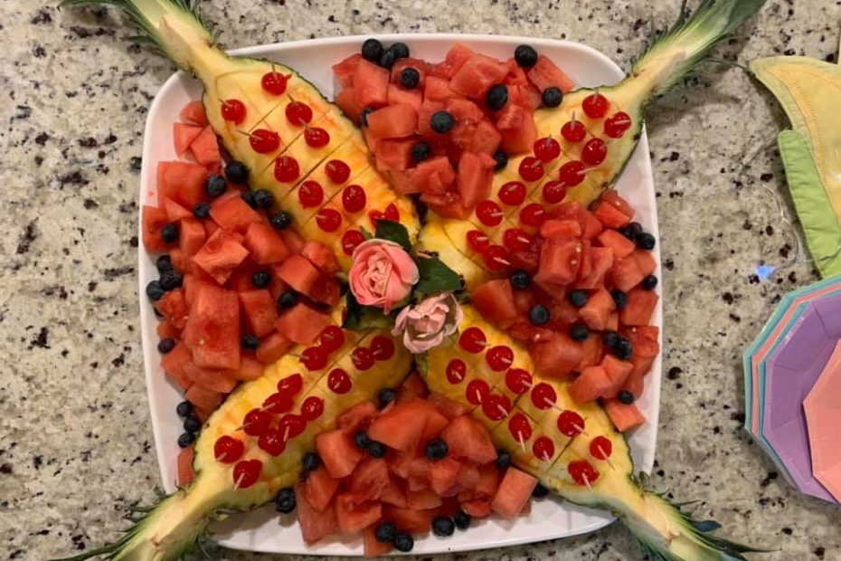 Loaded plate of food