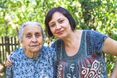 Hispanic senior mother daughter
