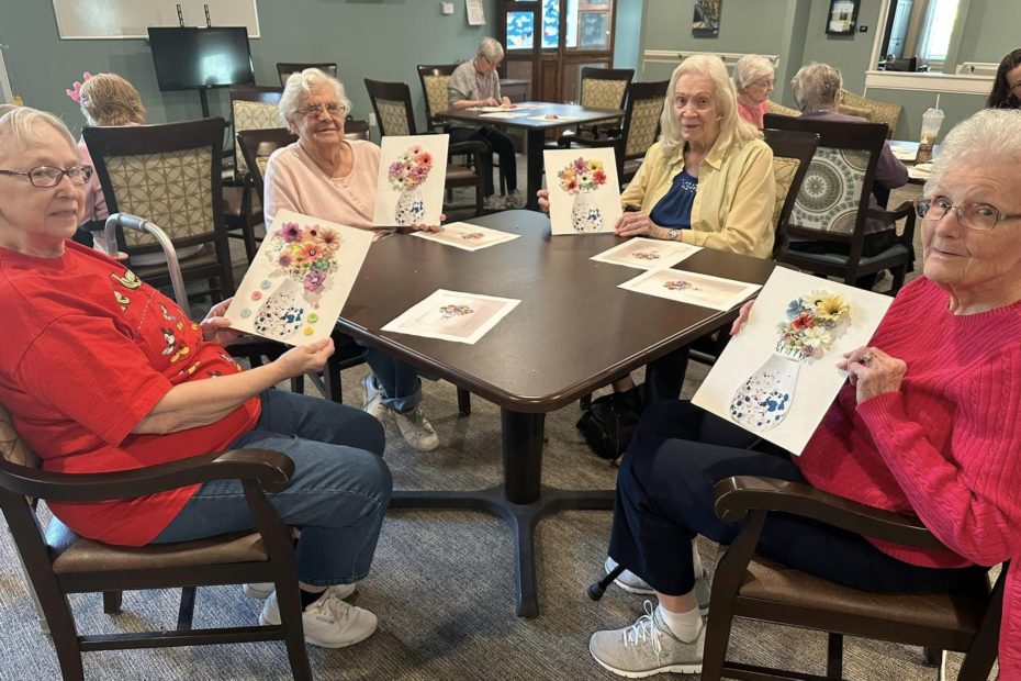 seniors at craft table