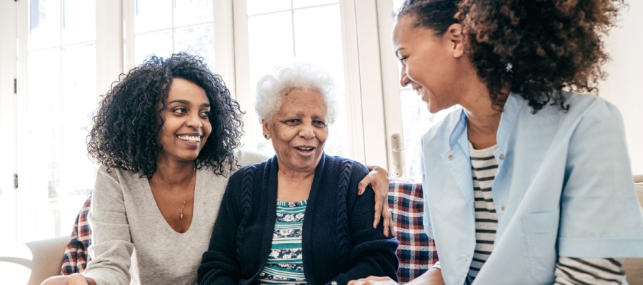 Caregivers talking and encouraging