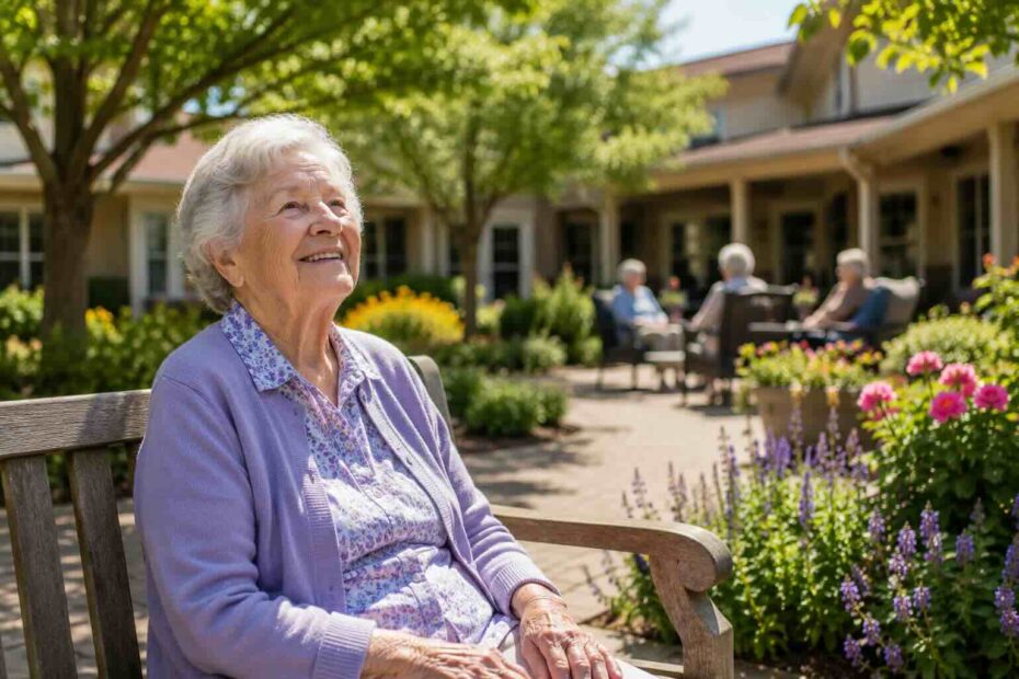 senior lady Azheimer's and dementia care in outside area
