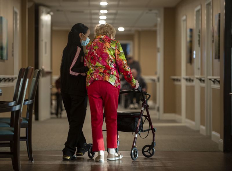 Dementia patient with walker