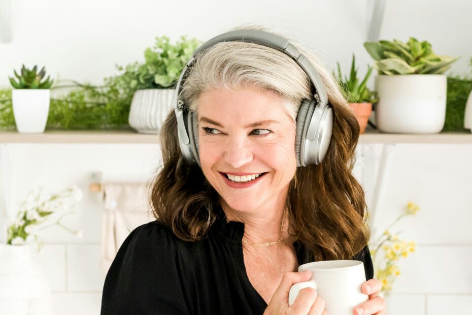 Woman listening with headphones